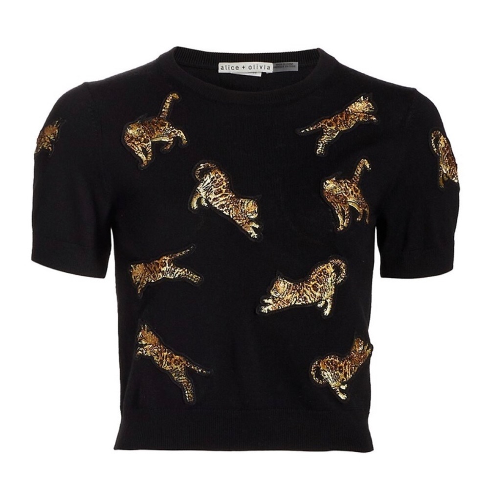 Animal Print Crew Neck Sweater